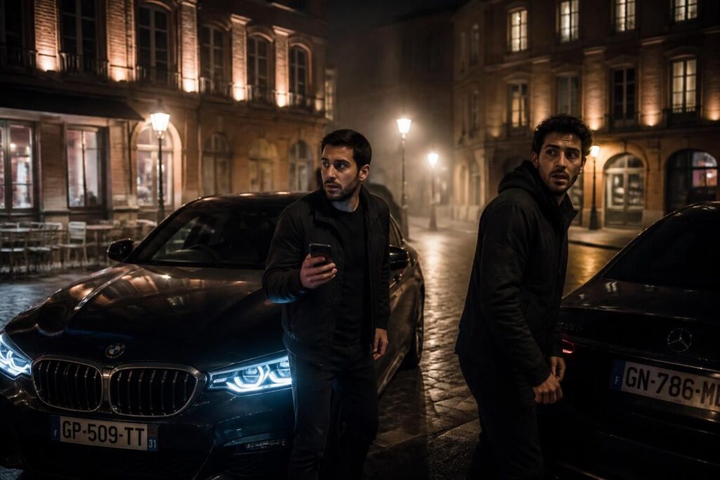 à toulouse, deux amis voient leur vol de voitures de luxe tourner au cauchemar, révélant une sombre histoire de commande et de trahison.