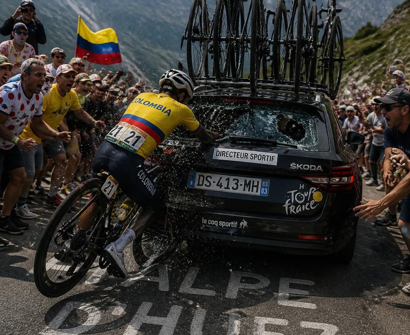 cyclisme/tour de france : le coureur colombien rubio obligé d'abandonner après une collision avec une voiture lors de l'étape clé de l'alpe d'huez.
